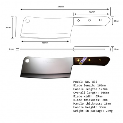 6.5'' Cleaver Knife Wood Handle