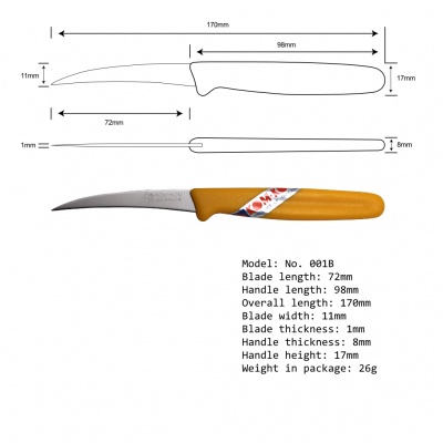 3 pcs Fruit Carving Knife Plastic Handle (C)