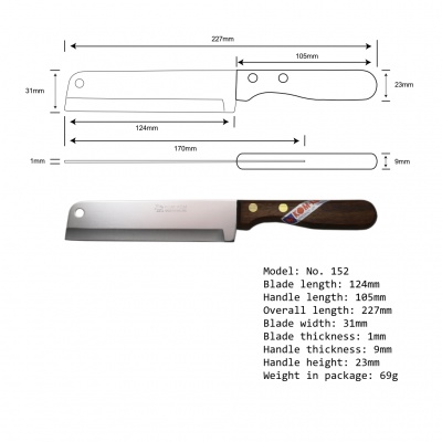5'' Wood Handle Rectangle Blade