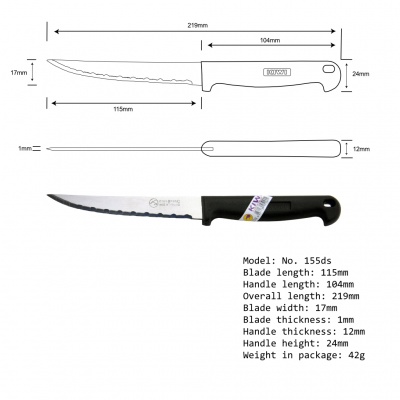 5 Inch Double Serration Knife Plastic Handle