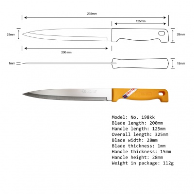 8'' Narrow Blade Carving Knife Plastic Handle