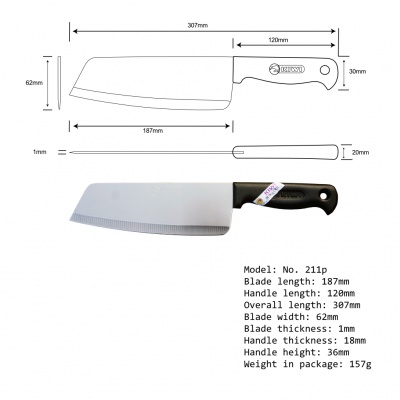 8'' Cook Knife Plastic Handle
