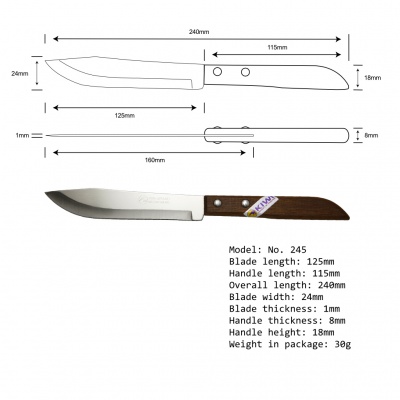 5'' Butchers Knife Wooden Handle