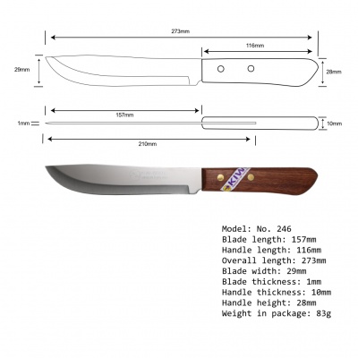 6'' Butchers Knife Wooden Handle