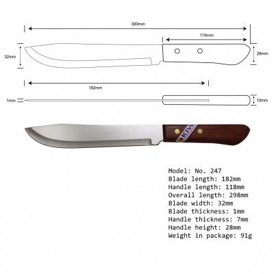 7'' Butchers Knife Wooden Handle