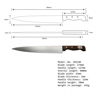 11'' Cook Knife (Special Blade) Wood Handle