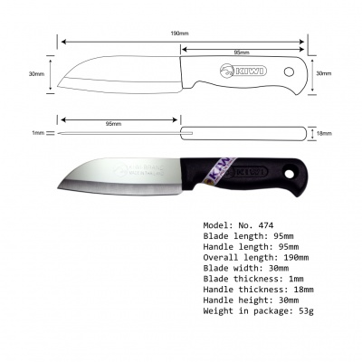 4'' Java Knife Plastic Handle