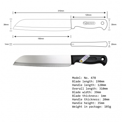 8'' Java Knife Plastic Handle