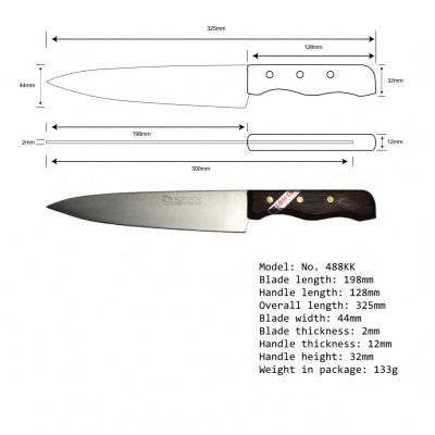 8'' Cook Knife Wood Handle