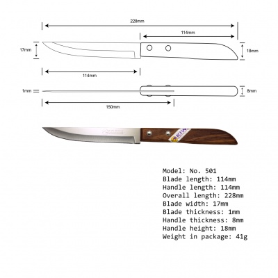 5'' Utility Knife Wood Handle