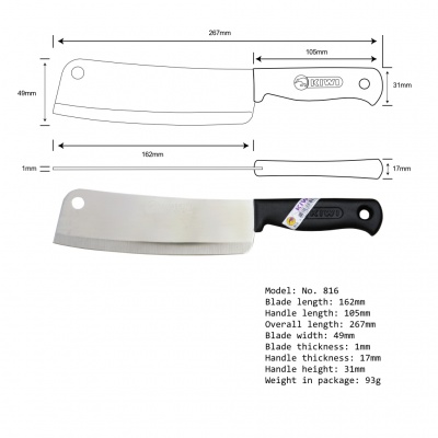 6.5'' Cleaver Knife Plastic Handle