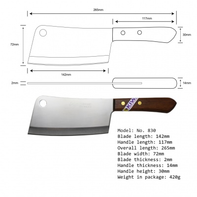 6'' Cleaver Knife Wood Handle