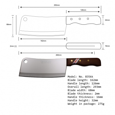 6.5'' Cleaver Knife Wood Handle