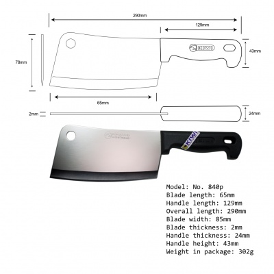 7'' Cleaver Knife Plastic Handle