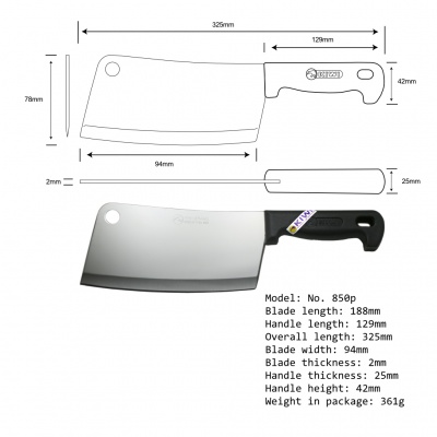 8'' Cleaver Knife Plastic Handle