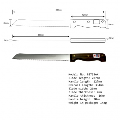 8'' Bread Knife Wood Handle (Special Blade)