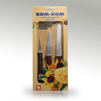 3 pcs Fruit Carving Knife Set Wooden Handle (B)