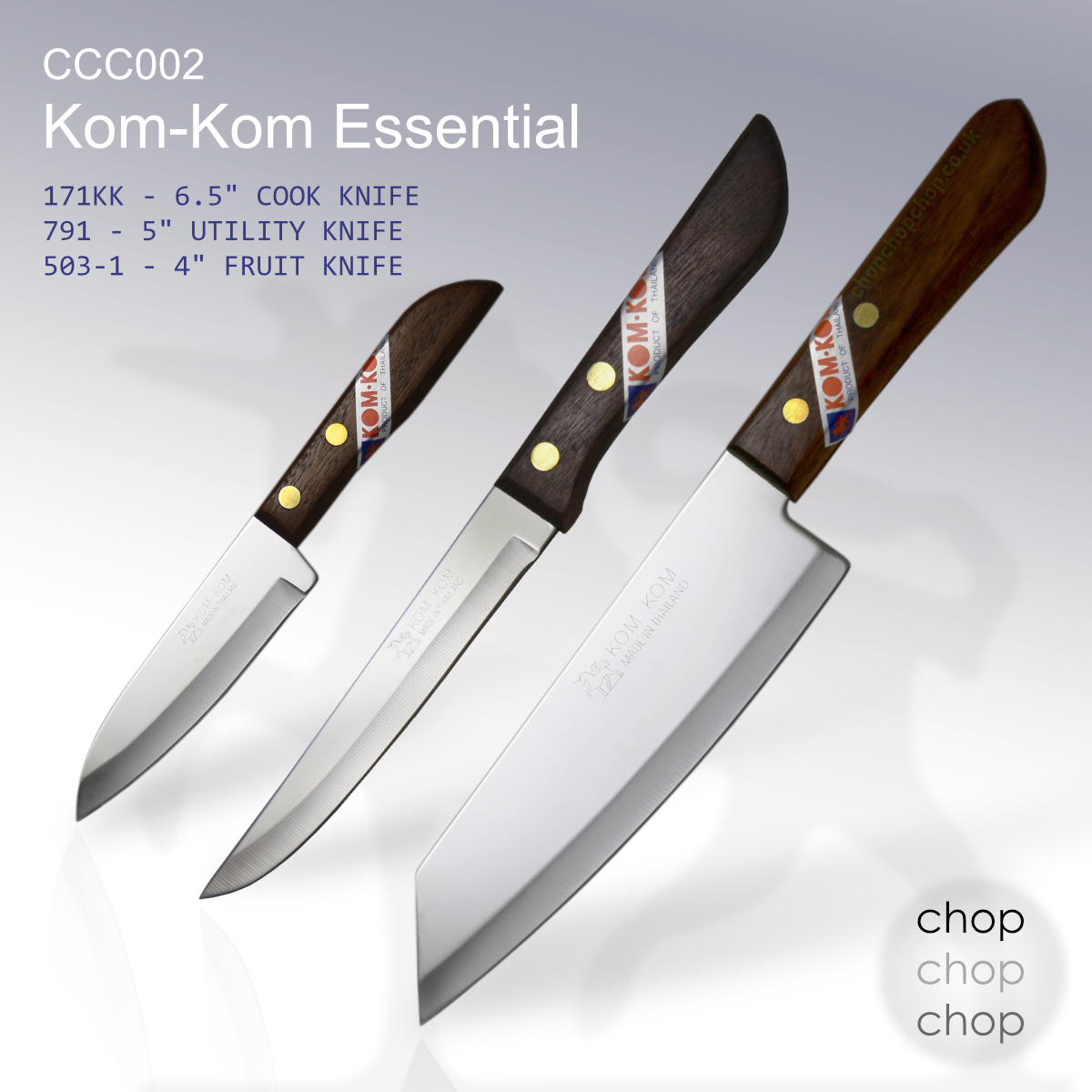 Kiwi Brand essential 3 knife set - chopchopchop.co.uk