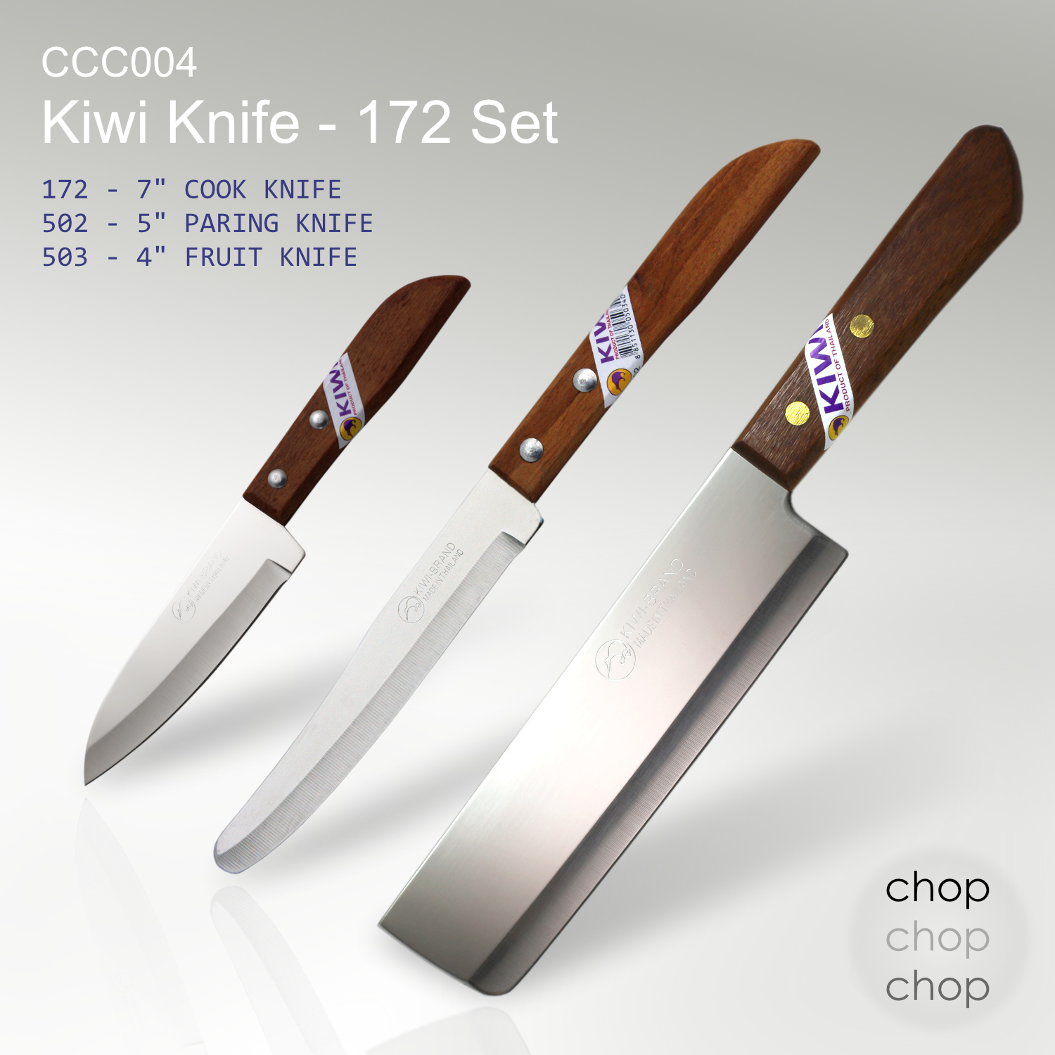 Kiwi Brand 3 knife deal - 172 version - chopchopchop.co.uk